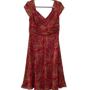 Ann Taylor Elegant Paisley Fuchsia Dress-NWT